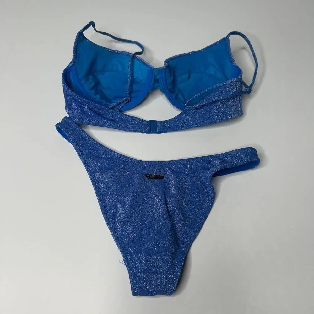 Triangl Blue Sparkly Bikini Set Small Top / Medium Bottom